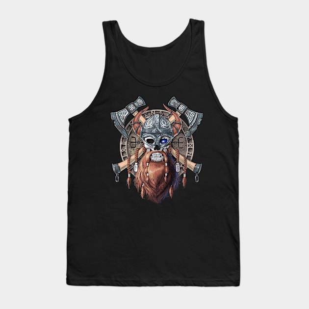 Viking Warrior Skull Tank Top by underheaven